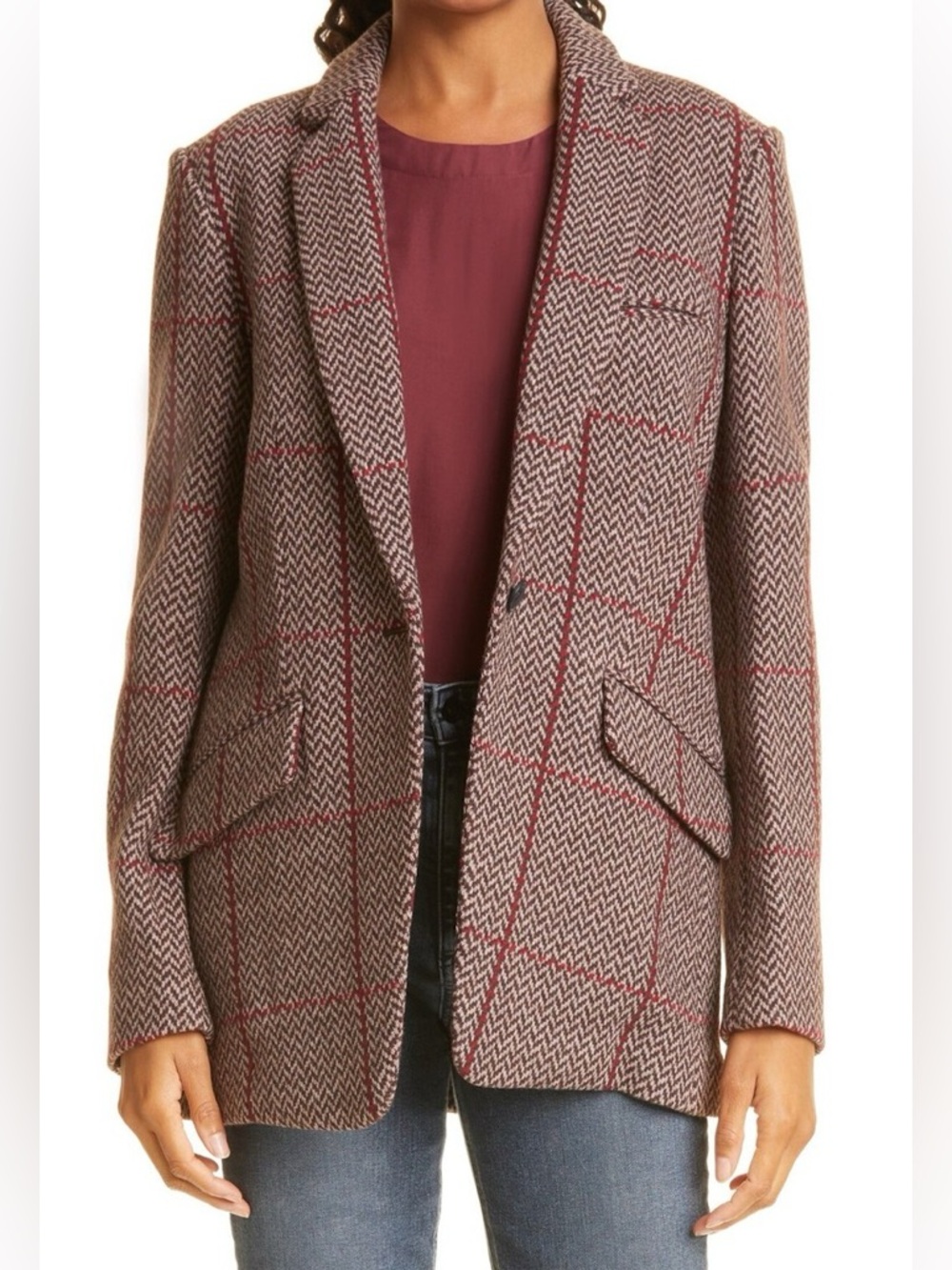 Rag and & Bone Margot Plaid Wool Blend Blazer size 0